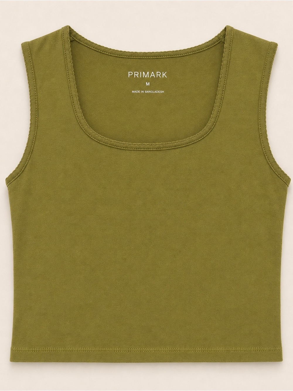 Primark Olive Scoop Neck Crop Tank Top